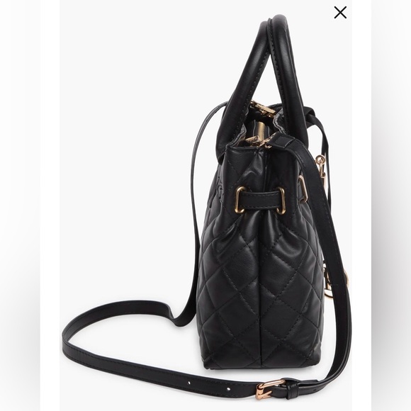 Badgley Mischka Diamond Quilt Faux Leather Bag with lock - Picture 5 of 12